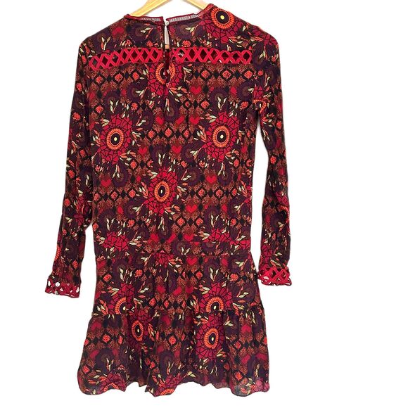 Desigual Red Rosi Long Sleeve Print Dress, Size 4 - Picture 3 of 7